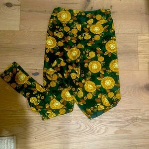 LuLaRoe Green and Yellow Floral Leggings
